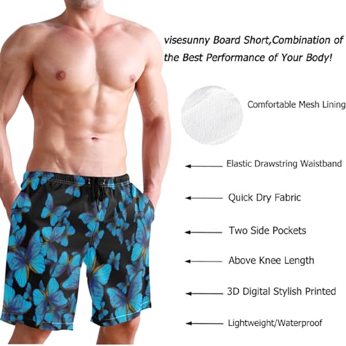 visesunny Men's Novelty Beach Shorts Quick Dry Swimwear Sports Running Swim Board Shorts Bathing Suits Mesh Lining4