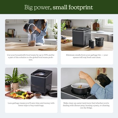 Food Cycler FC-30 - Compact Home Food Processor and Recycler - Kitchen Countertop Compost Alternative - Electric Food Waste Disposer - Odorless Food Waste Bin - 2.5L Bucket Capacity