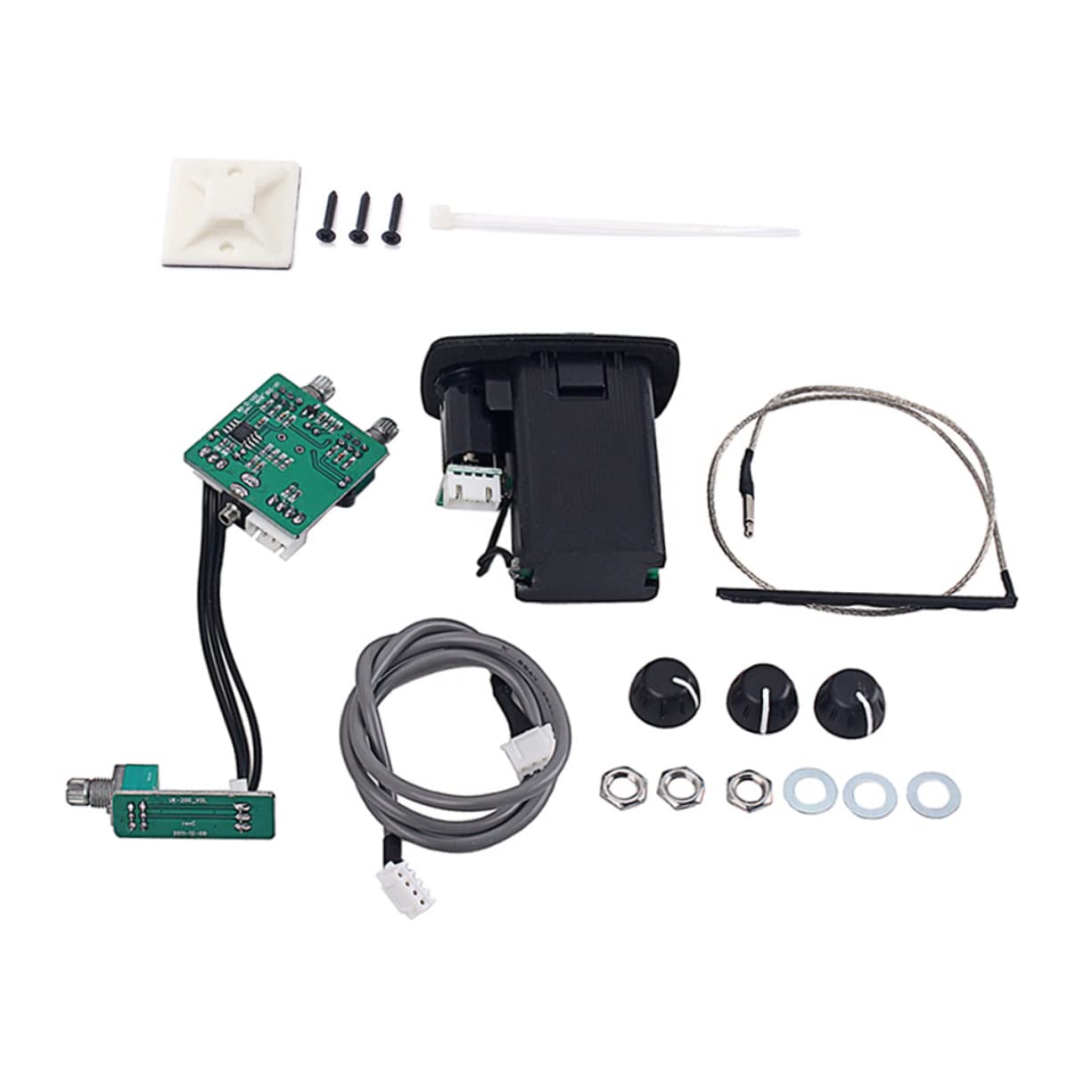 ibasenice 2pièces Système De Préamplificateur Avec Égaliseur Bandes Pour Guitare Acoustique Et Basse Pickup Noir