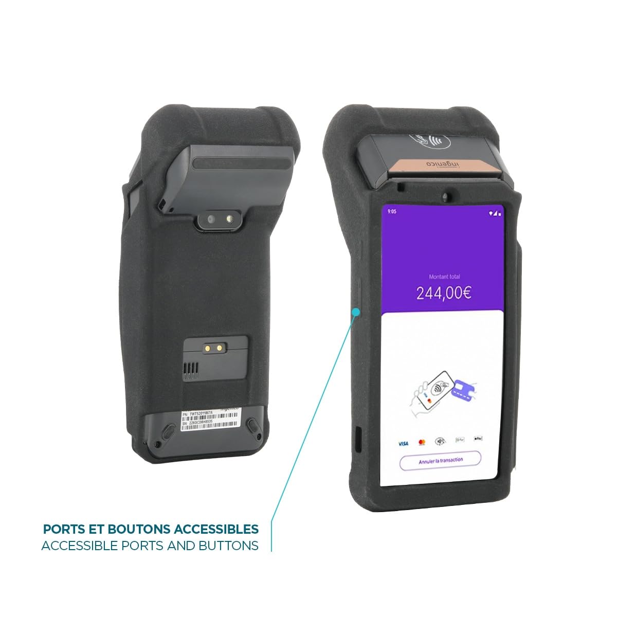 MOBILIS Custodia per Terminale di Pagamento Mobile POS Ingenico DX 8000 - Fondina Protettiva Rinforzata Compatibile con Base di Ricarica - Cover Su Misura Antiurto