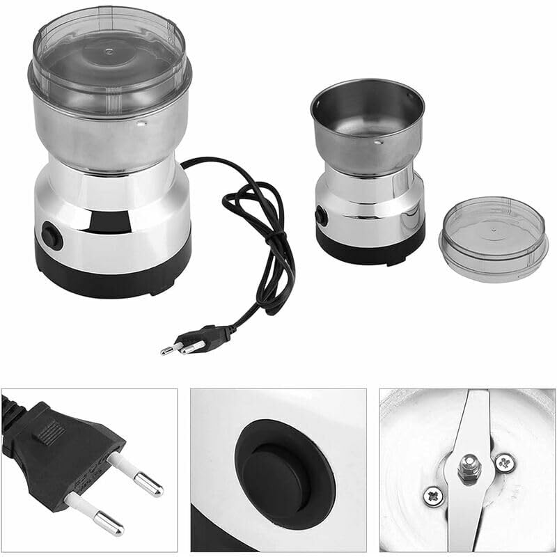 Moulin à Café électrique Moulin Noix et Céréales, Broyeur Alimentaire en Acier Inoxydable Moulin à Café Et Mixeur électrique Broyeur pour Grains de Café, Graine de Lin et Autres épices 14500tr/Min