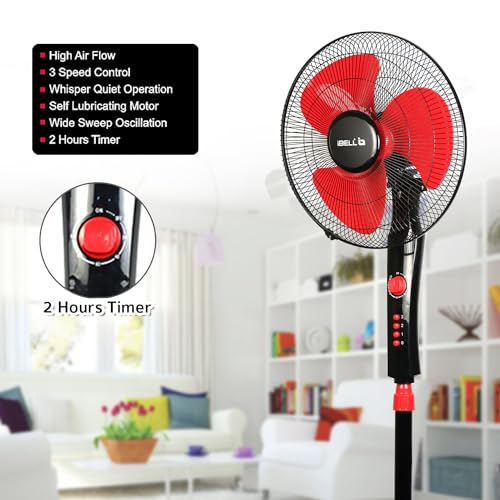 Image of IBELL ZEPHYR03 400mm Pedestal Fan, 55W, High-Speed Copper Motor
