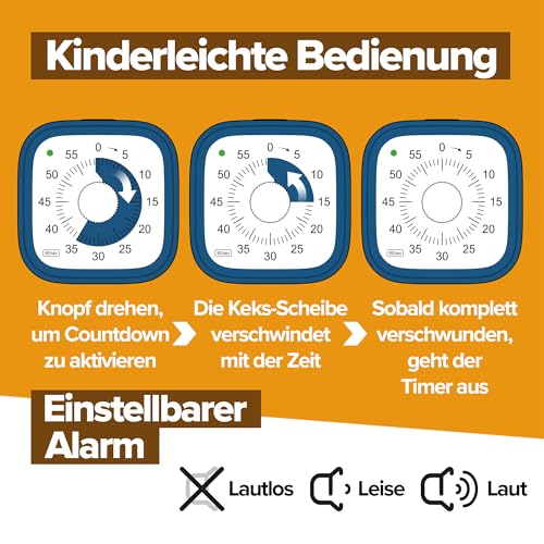 Visueller Timer für Kinder – Cookie Monster – Geschenkidee Einschulung & Kindergarten – Zeitmanagement-Tool – 60 Minuten Countdown – Fördert Konzentration & Produktivität – Bunt & witzig