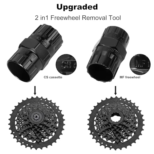 Oumers Bike Cassette Removal Tool, Bicycle Chain Whip+Pedal Wrench+2 in1 Freewheel Removal Tool - Image 2