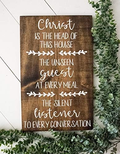 NOT BRANDED 45x28cm Wooden Sign for Home Decor Christ is The Head of This House The Unseen Guest at Every Meal The Silent Listener to Every Conversation Christian Decor Craft 806559