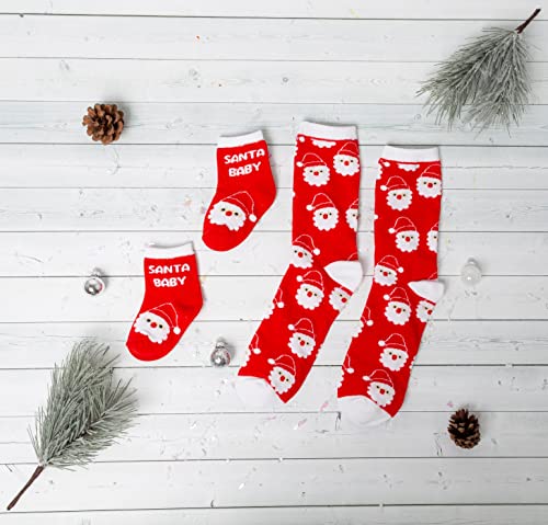 Little Holly Unisex Baby Christmas Mom, Santa Baby Sock Set, One Size2