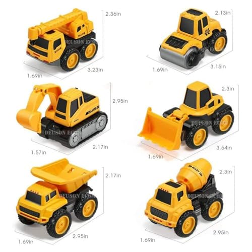 Image of 6 in 1 Bulldozer and Crain Excavator Trucks Convert Friction-Powered Unbreakable Pull-Along Back Construction Vehicle Trucks Toy Ideal for Playing Kid's and Children's