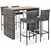 Produktbild vidaXL Akazienholz Gartenbar Set 5-TLG. Theke Bar Tresen Gartentheke Bartisch Stehtisch Barhocker Barstuhl Gartenmöbel Poly Rattan Grau