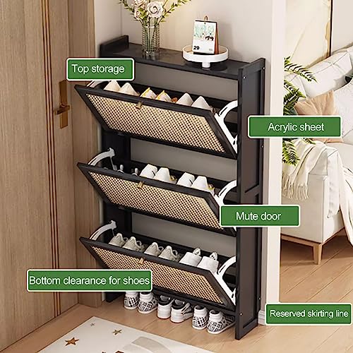 Meuble à chaussures compact pour entrée moderne avec portes de rangement - 4