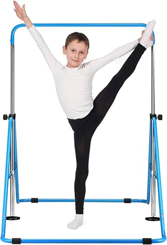 PUPZO Barra de gimnasia de altura ajustable horizontal Kip Bar plegable Junior Training Bar para niños