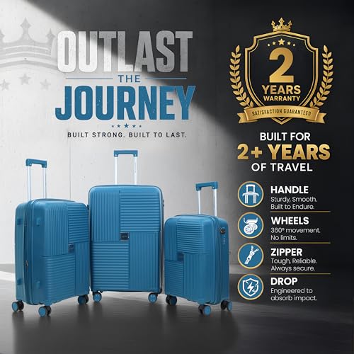 Image of Explore Luggage Trolley Bags | Polypropylene Durable Hard Shell | Polypropylene Durable Hard Shell, TSA Type Lock, 360 Disc Spinner Wheels, Expandable Suitcase