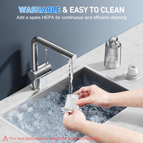 Image of KMM Handheld Car Vacuum Cleaner, 9000PA Vacuum Cleaner & Air Duster, 120W High Power Vacuum Portable Cordless, Hand Held Vacuum Rechargeable with Multi-Nozzles & LED Light for Home, Car, Office