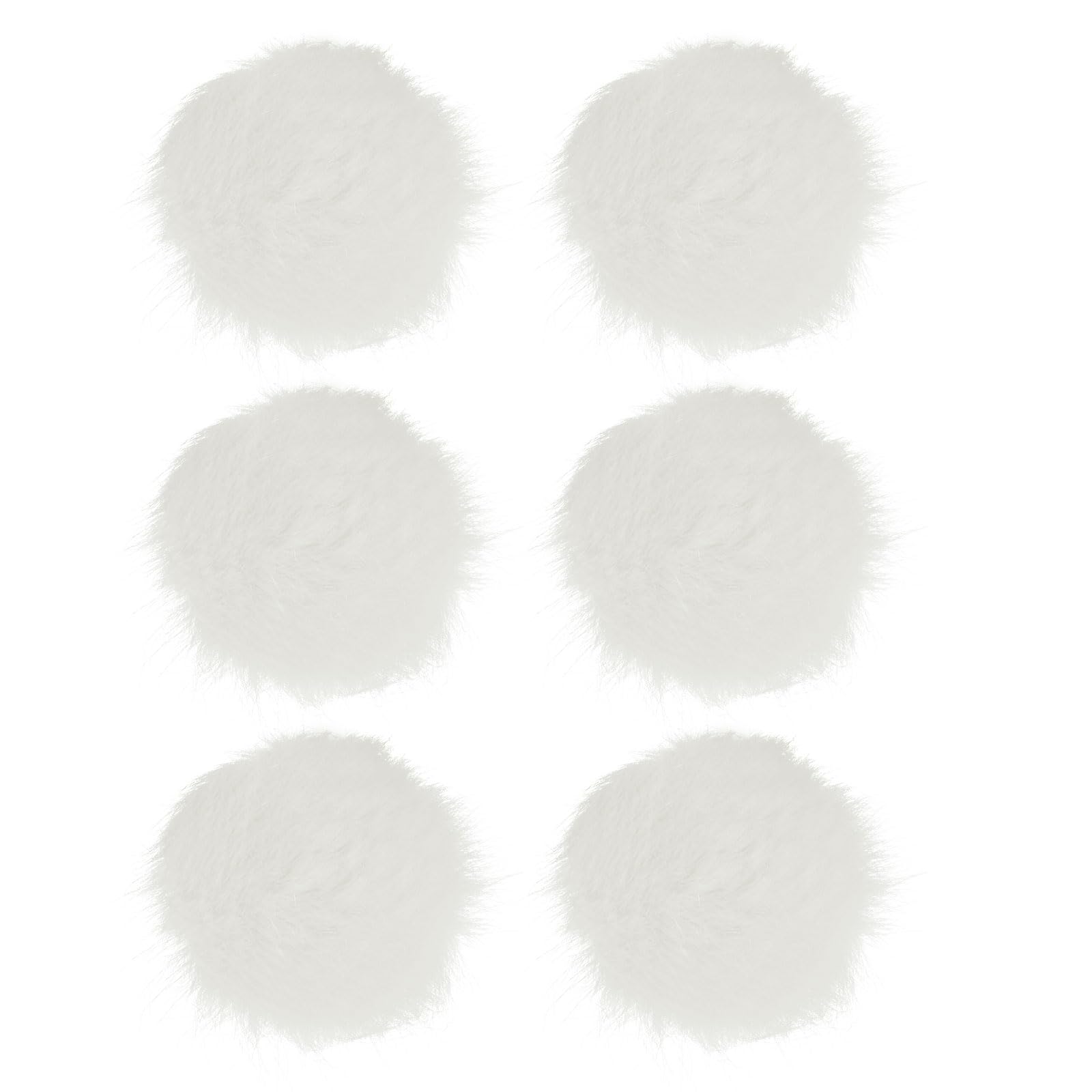 M METERXITY 6-Pack Faux Fur Pom Poms, 3.9 Inch/ 10 cm Soft Fluffy Pompoms Balls with Elastic Loop for Hats/Bags/Keychains/Knitting Accessories/DIY Crafts [White]