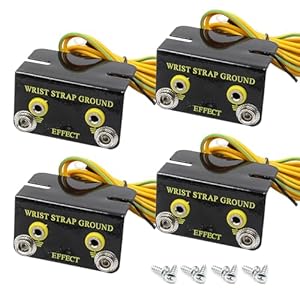 ESD Wrist Strap Grounding Kit with 5.74ft Terminal Cable & Anti-Static Socket Connector – Durable Anodized Aluminum – Static Protection for Electronics(4 Pack)