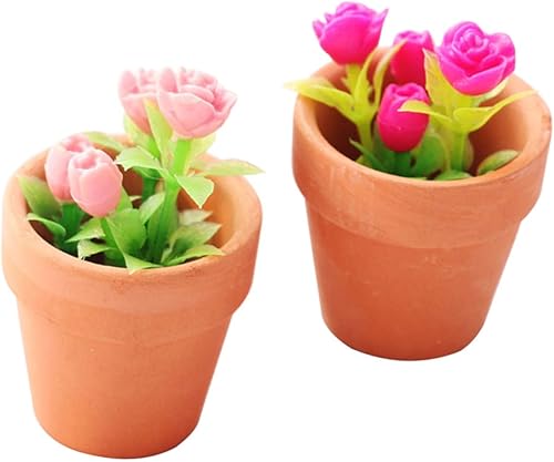 ifundom 2pcs Miniature Potted Plants Outside Toys Cactus Dollhouse Bonsai Plants Miniature Dollhouse Plants Miniature Planter Outdoor Planters Fake