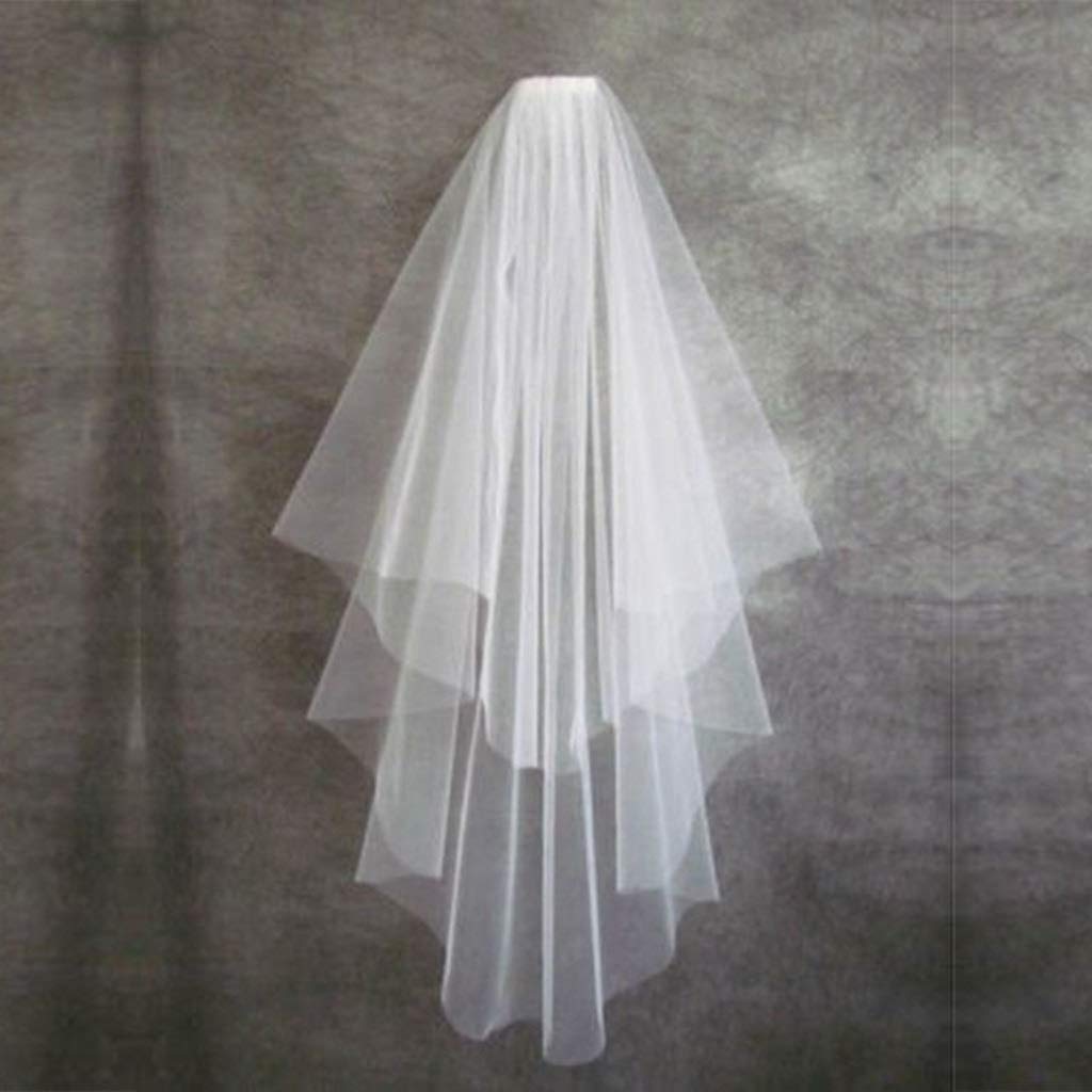 Velo de novia corto simple de dos capas accesorio nupcial con peine