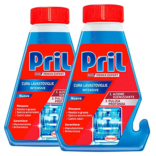 Pril Duo Power Expert Cura Lavastoviglie Intensive Azione Igienizzante e Pulizia Profonda Rimuove Residui Grasso Cattivi Odori Brillantezza Garantita - 2 Flaconi da 250ml