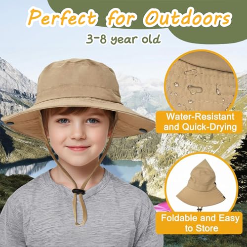 Image of Outdoor Kids Sun Hat UPF 50+ Quick Dry Foldable Bucket Hat Lightweight Adjustable Fishing Safari Hat for Girls and Boys