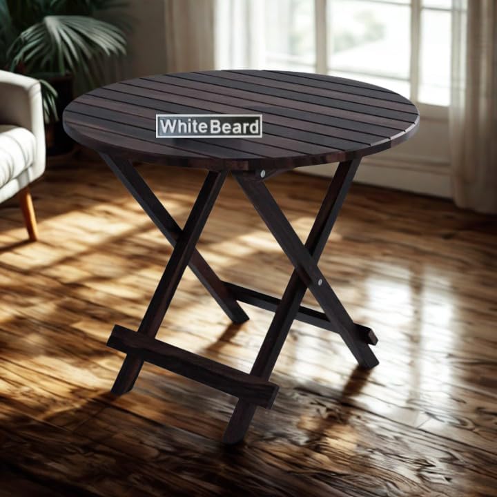Image of WhiteBeard Sheesham Wood Standard Foldable Full Size Dining Table,Multi-Purpose Home Furniture Dining Table,Office,Dinner Dining,Cafe,Morden Stylesh Dining 4 Seater,Space Saving Dining[Coffee Colour]