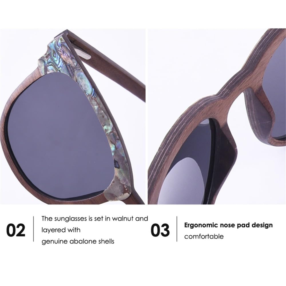Occhiali da sole in legno per donna e uomo, lenti polarizzate blu ghiaccio, occhiali da sole alla moda