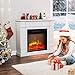 ROVSUN 32'' Electric Fireplace with Mantel, Freestanding Heater w/Remote, Timer, 6 Realistic Flame & Adjustable Temperature for Home Bedroom Living Room Indoor, 1400W