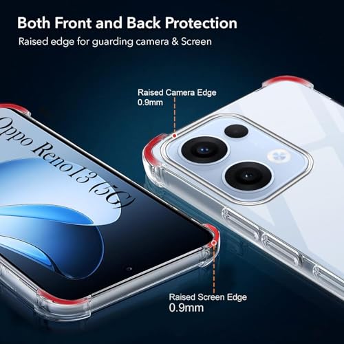 Image of Jkobi Shockproof Crystal-Clear Back Cover for Oppo Reno13 5G | Oppo Reno 13 5G (Anti Yellow Case | Drop & Camera Protection | Hard Polycarbonate)