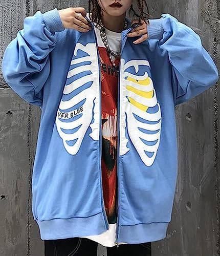 Skeleton Zip Up Hoodie Y2k Skeleton Sweatshirt Jacket Streetwear Hoodies for Men Women Thoracic Heart Skull Hoodie4