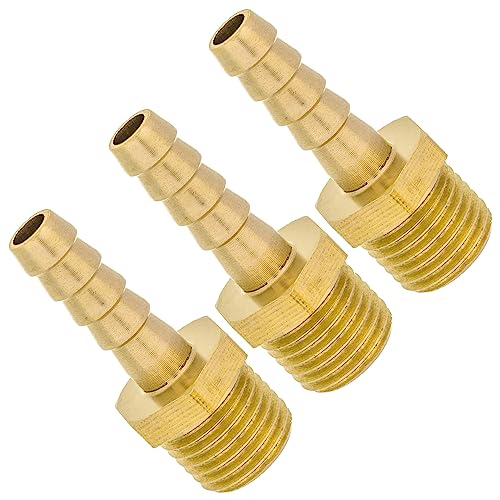 HALLMERS 3pcs Brass Barbed Fitting M12x1.25 Male Thread x 6mm Barb Hose Connector Metric Adapter Coupler