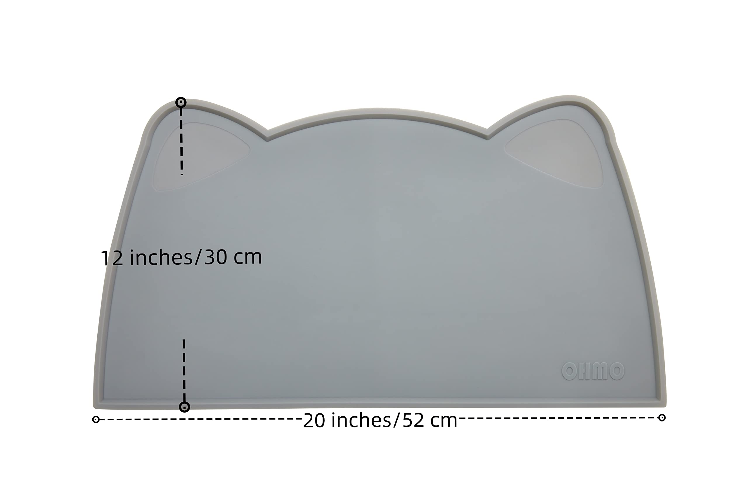 OHMO Tappetino Ciotola per Cani e Gatti in Silicone, Impermeabile Antiscivolo a Prova di Fuoriuscita per Cibo e Acqua, Facile da Pulire, 52x30cm, Grigio Scuro