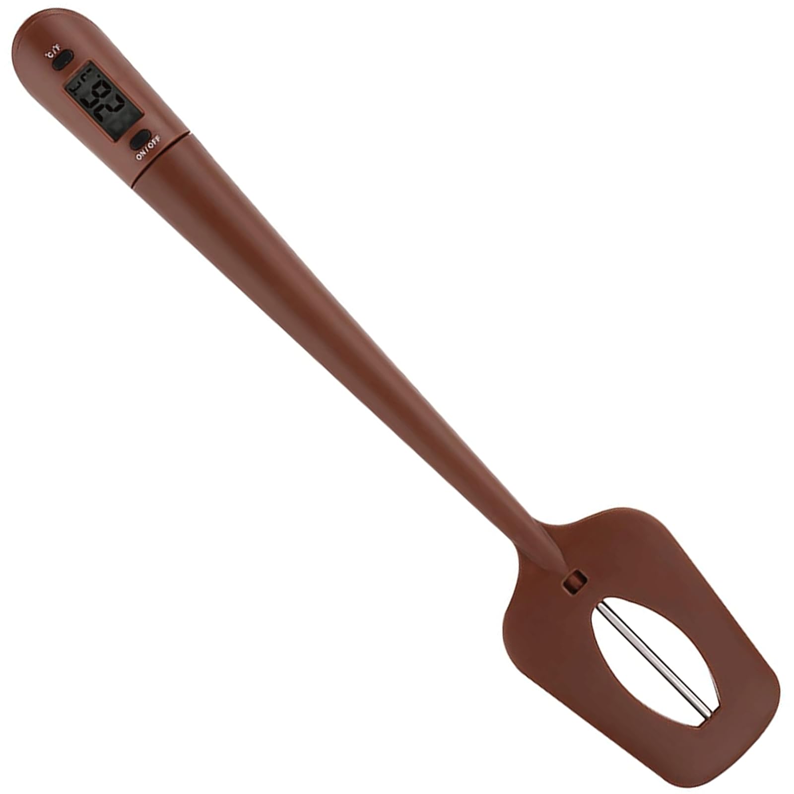 KRILLIQ Termómetro agitador para Hornear, espátula de Silicona para Cocina, termómetro electrónico de Color café para Temperatura de Aceite de Barbacoa de Chocolate