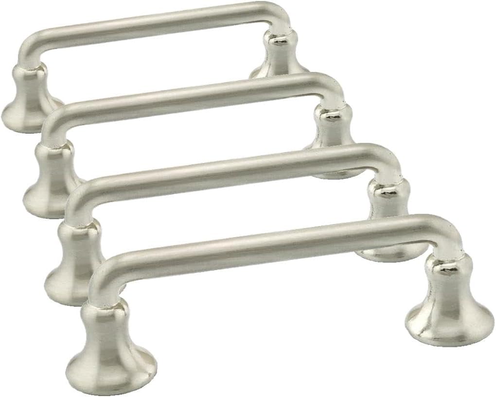 Richelieu Hardware BP873195 Toulon Collection 3-inch (76 mm) Center-to-Center Brushed Nickel Traditional Round Cabinet and Drawer Pull Handle for Kitchen, Bathroom, and Furniture (Pack of 4)