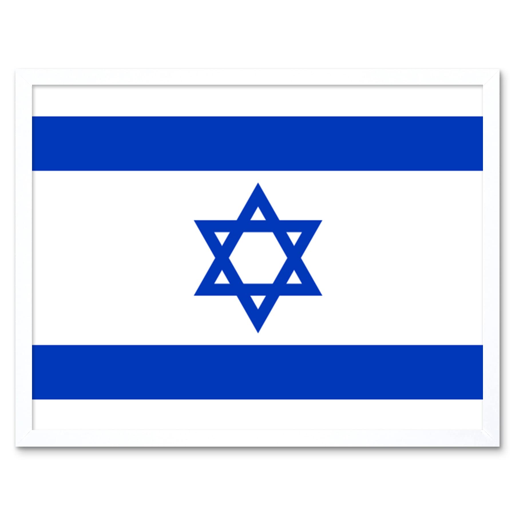 Artery8 Israel National Flag Patriotic Vexillology World Flags Country Region Poster Artwork Framed Wall Art Print 9X7 Inch