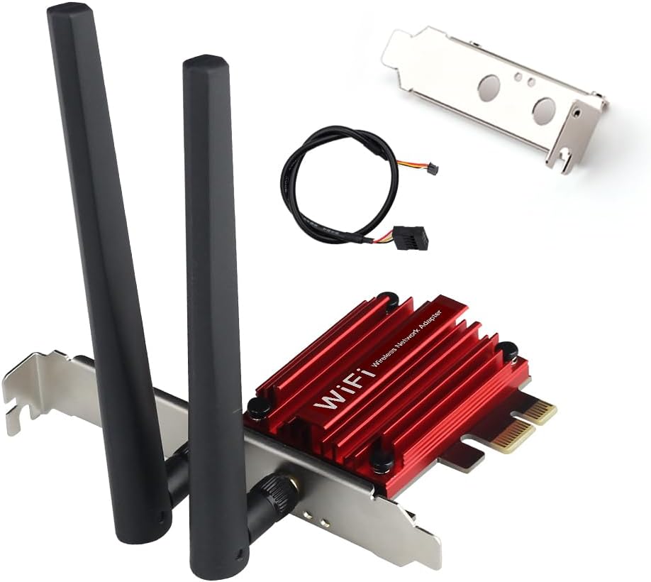 KAKAKE Adaptateur De Carte Réseau PCIe, Adaptateur WiFi 5.2 PCIe WiFi6