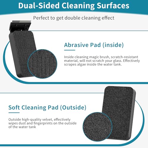Image of hygger Aquarium Magnet Glass Cleaner, Magnetic Fish Tank Cleaner with 2 Blades For Glass and Acrylic Aquariums, Aquarium Algae Scraper with Super Strong Magnet for Fish Tanks 0.3-0.6Inch Thickness (L)