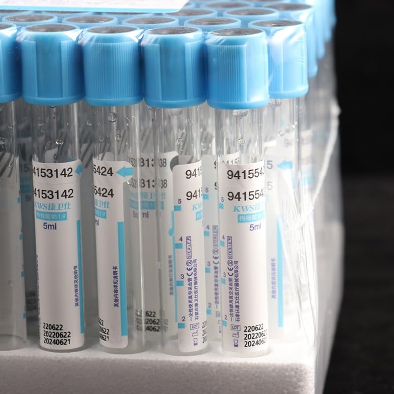 100pz Provette per Prelievo Ematico Citrato di Sodio 1:9, Tappo Blu Sottovuoto per Coagulazione & PRP, Sterili PET/Vetro, 3ml 5ml 10ml(Glass 10ml)