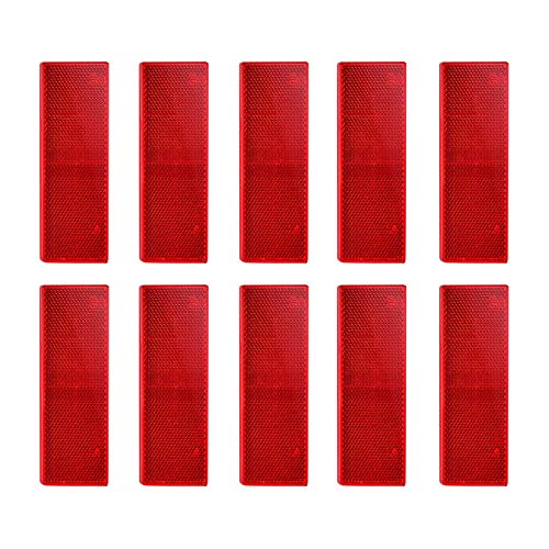 XGzhsa Reflectores Rojos para vehículos, reflectores Rojos autoadhesivos, 10 reflectores rectangulares de plástico, Pegatinas de Advertencia de Seguridad para camión, Remolque, Tractor