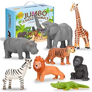 Set of 8 Jumbo Safari Animals Figures – Zoo Animals for Toddlers 1-3 – Jungle Animals Figures – Toy Animals for Kids Age 18 Months Plus – Animal Toys for Kids 1,2,3 Years Old
