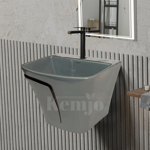Image of Wall Mounted Wash Basin for Bathroom | Wall Hung Wash Basin /Sink (15.35 x 16.14 x 13 Inch, SFKOP - 209)