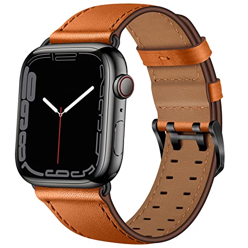 Miimall Compatible for Apple Watch 49mm/45mm/44mm/42mm Leather Strap