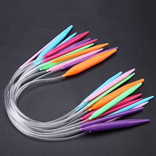 12Pcs Circular Knitting Needle Set 3.5 mm-12mm Multicolored Plastic Round Knitting Needle Sets Double Pointed Knitting Needles Tool Kit for DIY Weave(40CM)