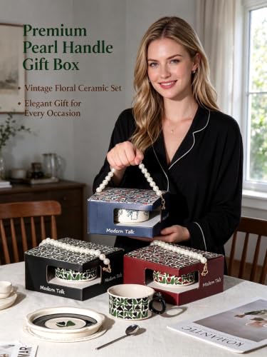ChayWillow Vintage Ceramic Coffee Cup and Saucer Set with Pearl Gift Box - image 5