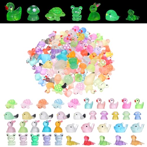 100 Stück Mini Harz Tier Mini Figuren Leuchtende Kleine Bunte Tierfiguren Winzige Aus Kunstharz 8 Verschiedene Arten Tiere Leuchtend Für Mikro Landschaft Diy Gartendeko Und Szenen Heimdekorationen
