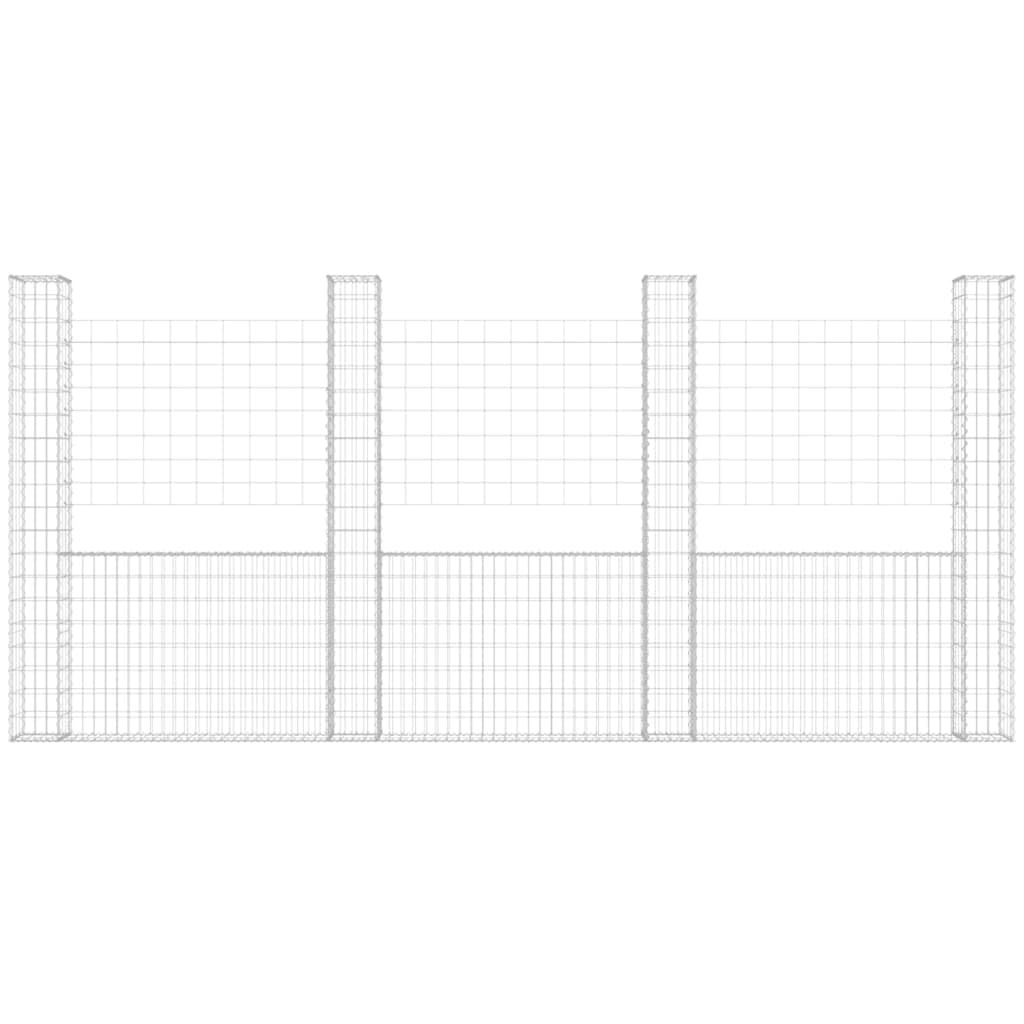 vidaXL Gabionenkorb U-Form mit 5 Säulen Gabione Gabionen Steinkorb Steingabionen Sichtschutz Drahtkorb Wand Mauer Drahtzaun Eisen 500x20x200cm