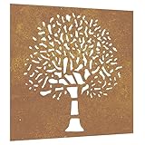vidaXL Garten Wanddeko, Gartendeko mit Baum-Design, Wandbild Wandschmuck Wetterfest, Wandkunst Dekoration Wanddekoration, Cortenstahl