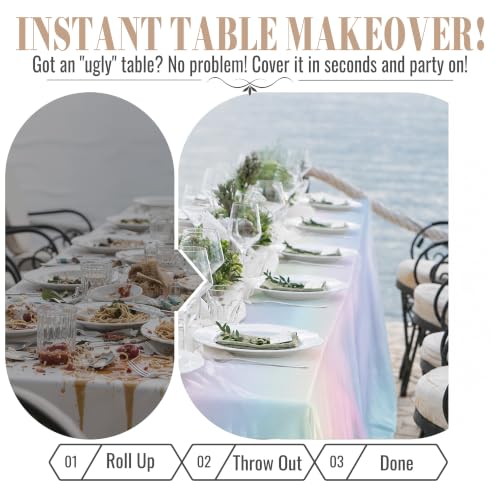 Image of Party Plastic Tablecloth Roll, 54IN x 300FT Disposable Table Cover