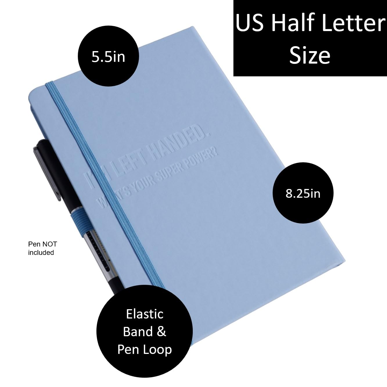 Urby Left Handed Journal w. Leather Cover. The Lefty Stuff Series. College Ruled Left Handed Notebooks, 200 Pages - Image 4