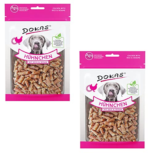 Dokas Hühnchen Mit Reis und Sesam | Doppelpack | 2 x 70 g | Proteinreicher Snack für Hunde | Zur Energie Lieferung Aktiver Hunde