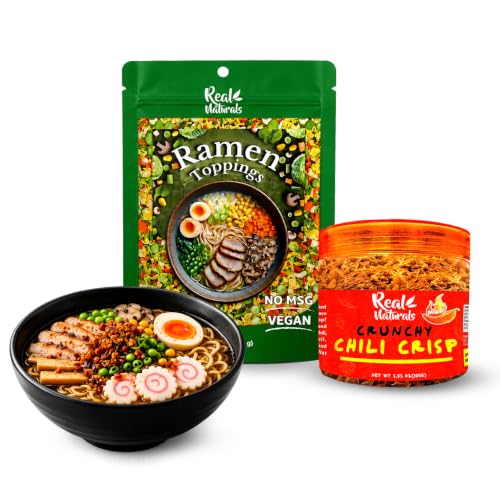 Real Naturals Dried ramen toppings (5.83oz) And Chili Crisp (medium spicy) Perfect Combo For Ramen Toppings, Salads, Extra umami.Secret crunchy condiment image 3