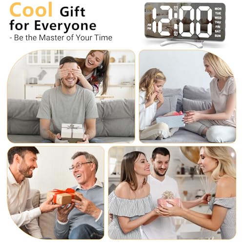 Risop ALARM CLOCK S For Bedrooms, Slim Led Mirror Digital Alarm Desk Clock, Large Display With Dim Mode, Dual Usb Ports thumb #6