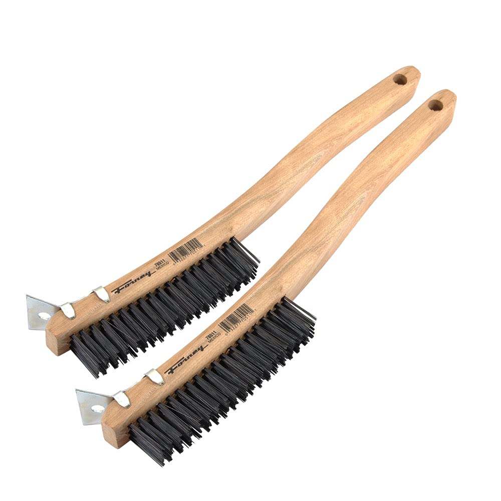 Forney 70511A, 2-Pack Scratch Brush with Scraper, Carbon, 3 x 19 Rows